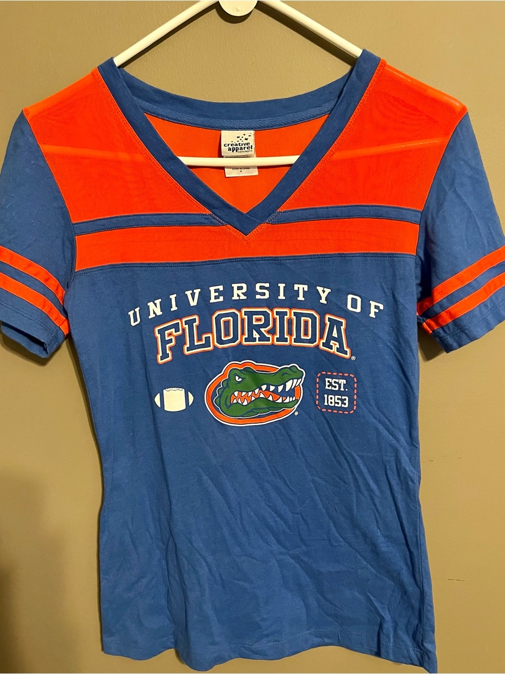 University of Florida Girls' V-Neck Team Tee - Blue & Orange - Size Medium